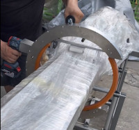 Enrouleuse Orbitale Manuelle Motorisée | Machine à Film Étirable Portable pour Tuyaux, Bois & Produits Longs HROW-450 - Machine de rubanage