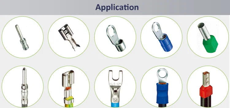 application de l’outil de sertissage de fil, de la sertisseuse de fil électrique, de la sertisseuse de terminal